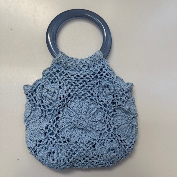 Vintage Handbags - Vintage Gap Blue Crochet Mini Bag